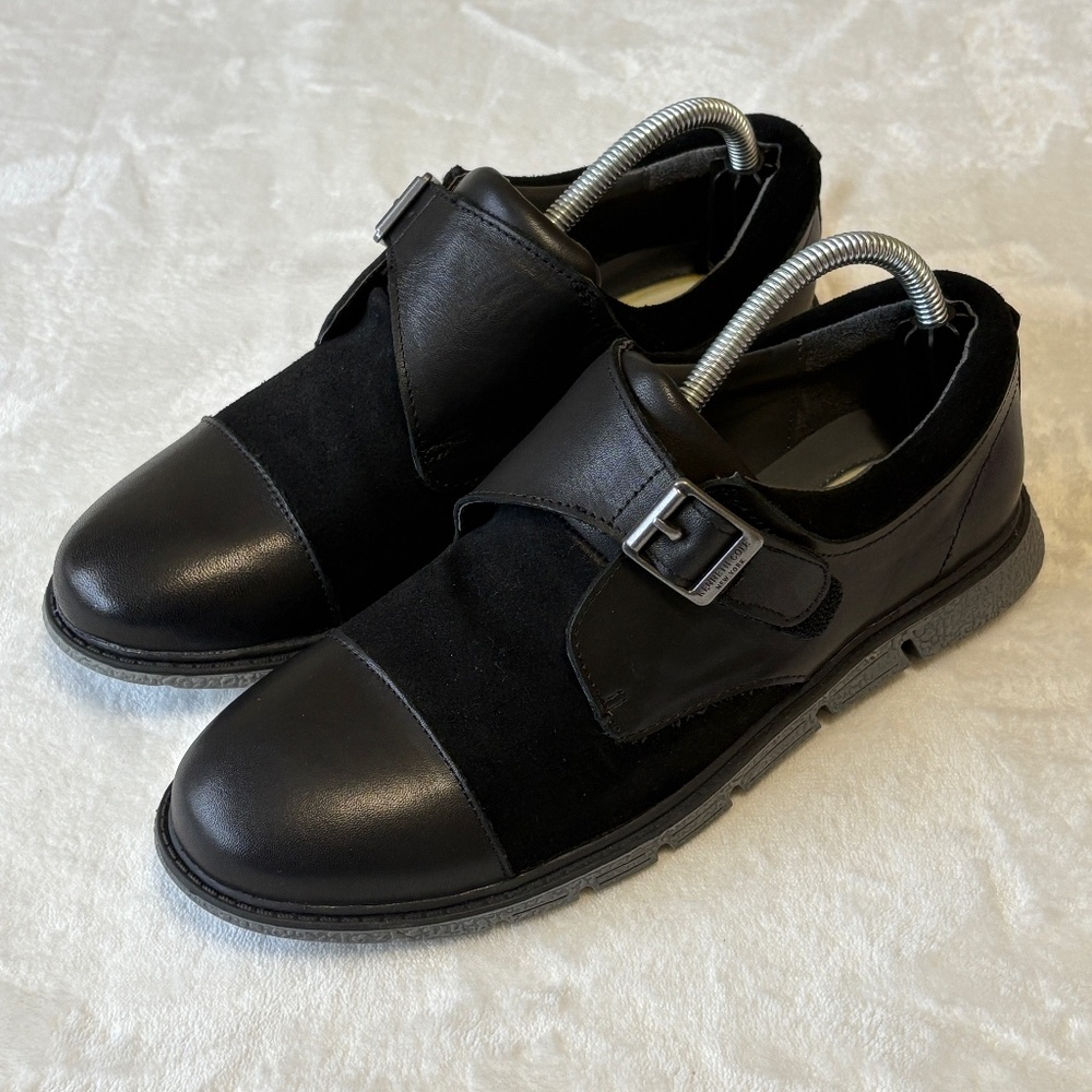 Kenneth Cole Shoe Broad-Way Taken Womens 7 (Y5) Black Leather & Suede Monk Strap